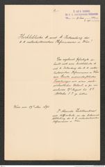k.k. naturhistorisches Hofmuseum, Intendanzakten 1885-1896 (Hauer), Aktenzahl Z.390.b/1890, Seite 1
